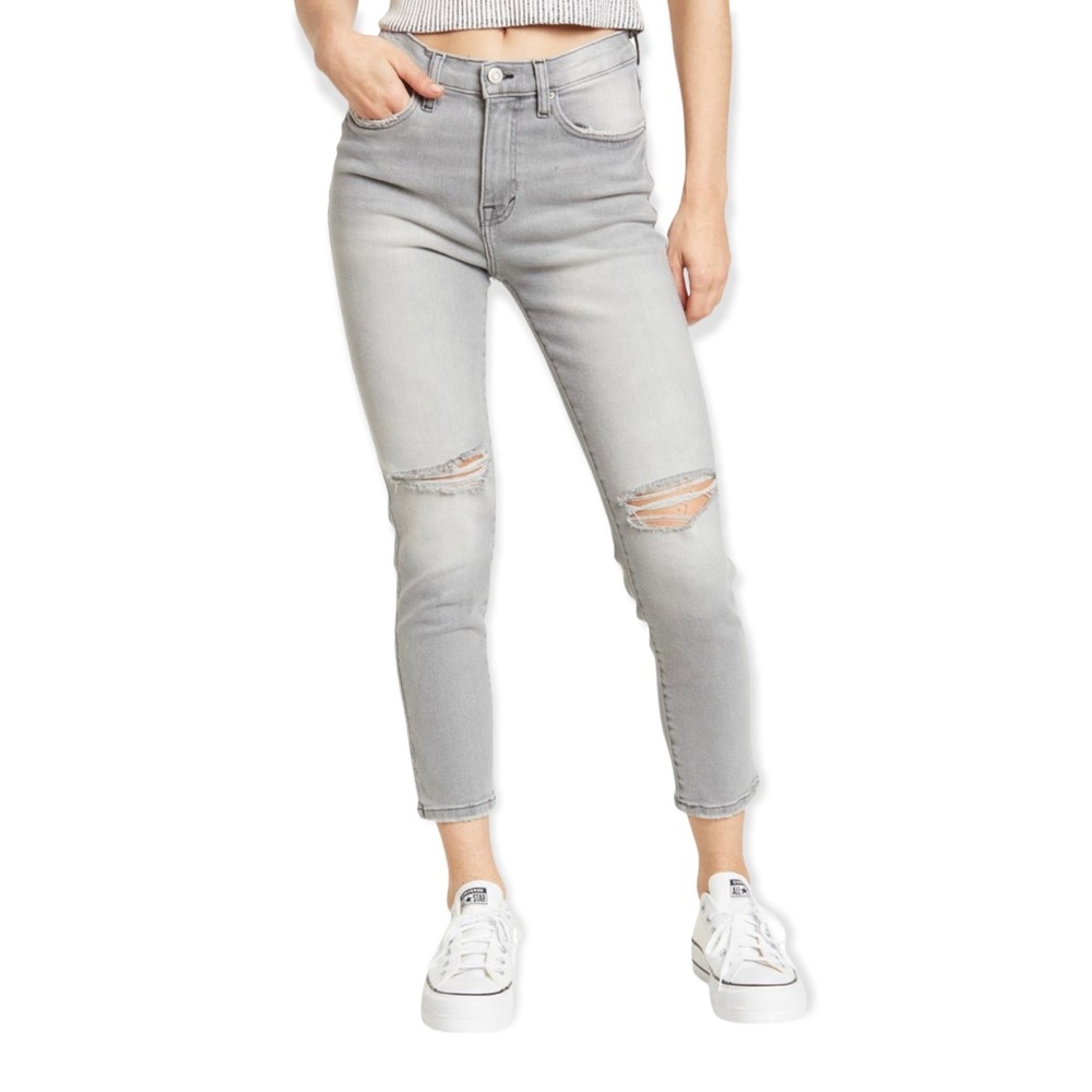 Kensie Light Gray Luna Distressed High Rise Easy Skinny Jeans